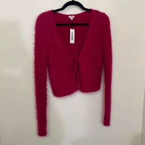 FUZZY LONG SLEEVE SWEATER/CARDIGAN